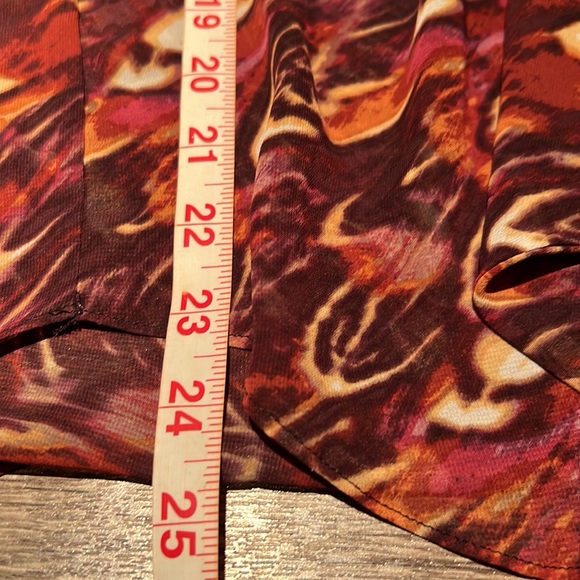 Bebe, S, blouse, maroon, sheer, tie - Picture 12 of 13